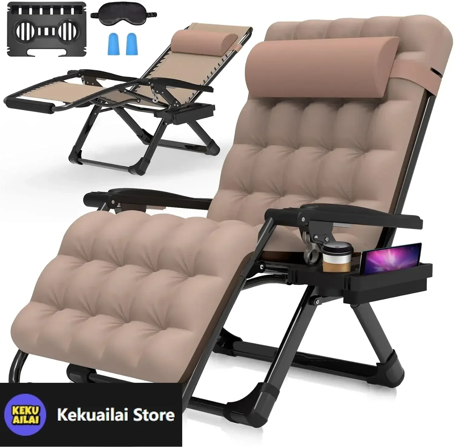 Oversized Zero Gravity Chair,33In XXL Lounge Chair w/Removable Cushion&Headrest, Reclining Camping Chair w/Upgraded Lock
Oversized Zero Gravity Chair,33In XXL Lounge Chair w/Removable Cushion&Headrest, Reclining Camping Chair w/Upgraded Lock