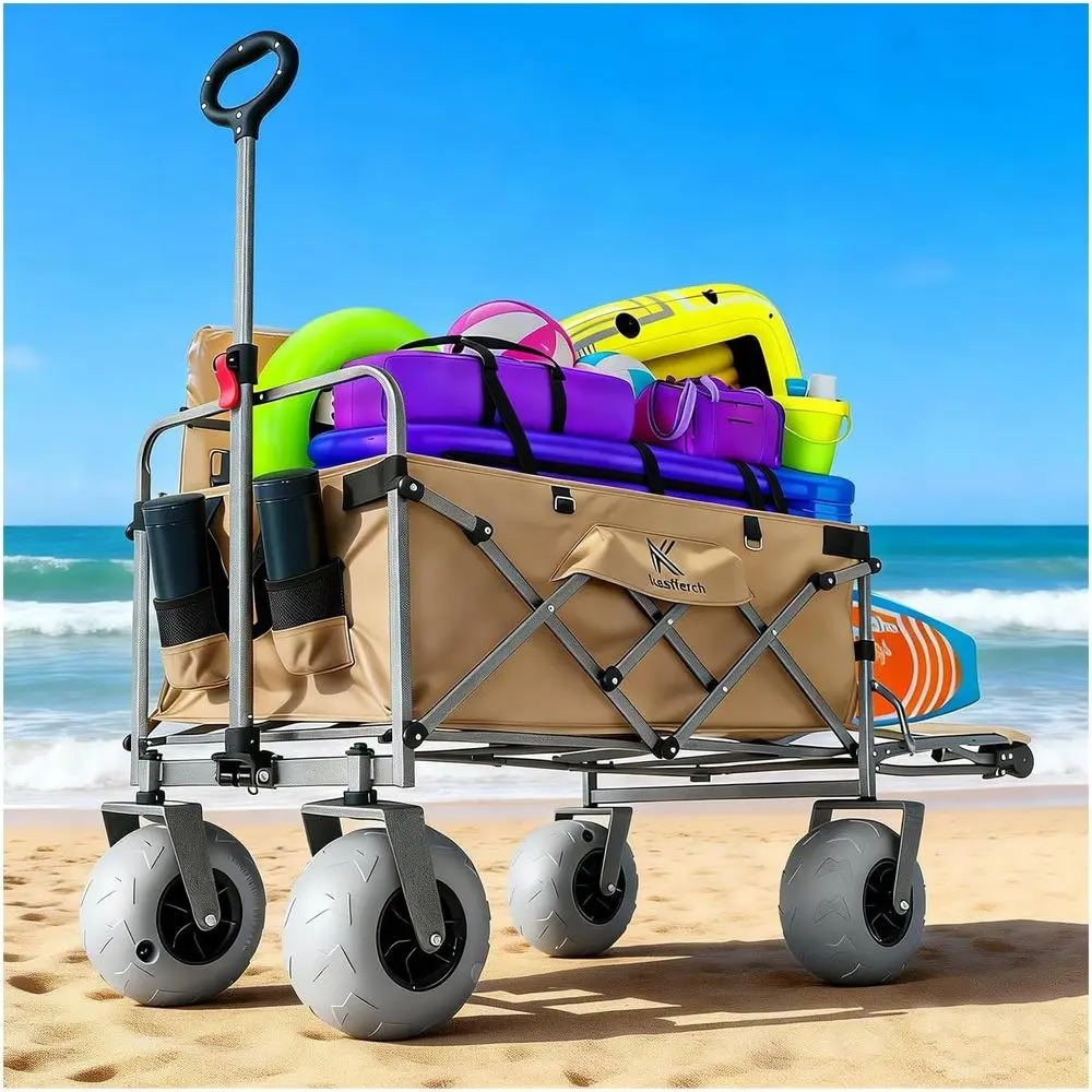 Beach Wagon with Big Wheels or Sand – 10" Balloon Tires & 450lb Heavy Duty oldable Cart | Removable All-Teror Camping, Garden, B
Beach Wagon with Big Wheels or Sand – 10" Balloon Tires & 450lb Heavy Duty oldable Cart | Removable All-Teror Camping, Garden, B