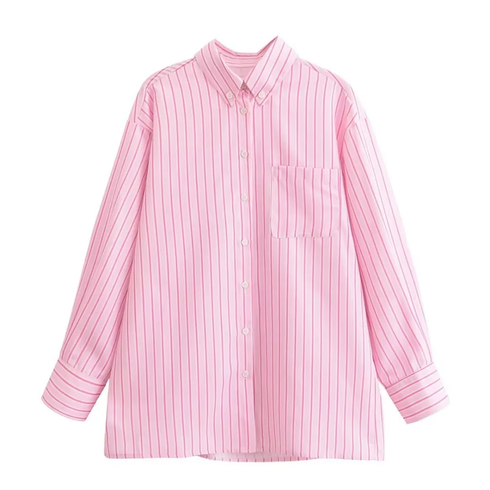 2025 Spring New Pink Striped Women’s Summer Shirts Blouse Casual Oversized Lapel Long Sleeve Tops Elegant Korean Fashion Clothes
2025 Spring New Pink Striped Women’s Summer Shirts Blouse Casual Oversized Lapel Long Sleeve Tops Elegant Korean Fashion Clothes