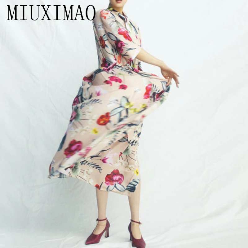 MIUXIMAO 2023 High Quality Spring&Summer Elegant Dress Long Sleeve Bow Single Breasted Print Fashion Long Dress Women Vestide
MIUXIMAO 2023 High Quality Spring&Summer Elegant Dress Long Sleeve Bow Single Breasted Print Fashion Long Dress Women Vestide