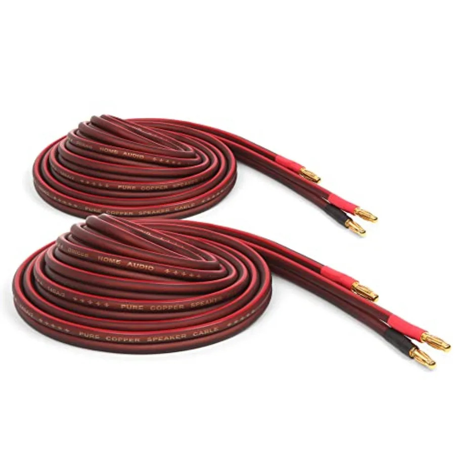 14 Gauge Pure Copper Speaker Cables, 6.6 Feet Each 2 Meters,2 Pack Pair, Gold Plated Banana Plugs Connectors, Soldered Construc
14 Gauge Pure Copper Speaker Cables, 6.6 Feet Each 2 Meters,2 Pack Pair, Gold Plated Banana Plugs Connectors, Soldered Construc