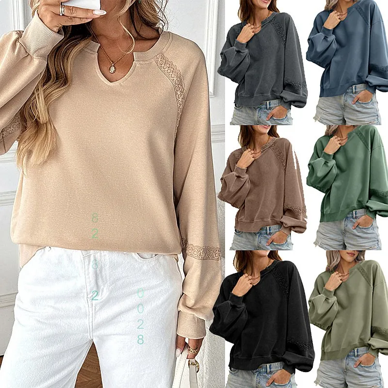 Long sleeve sweatshirt, solid color half zip lace trim casual tops, spring summer sweatshirts
Long sleeve sweatshirt, solid color half zip lace trim casual tops, spring summer sweatshirts