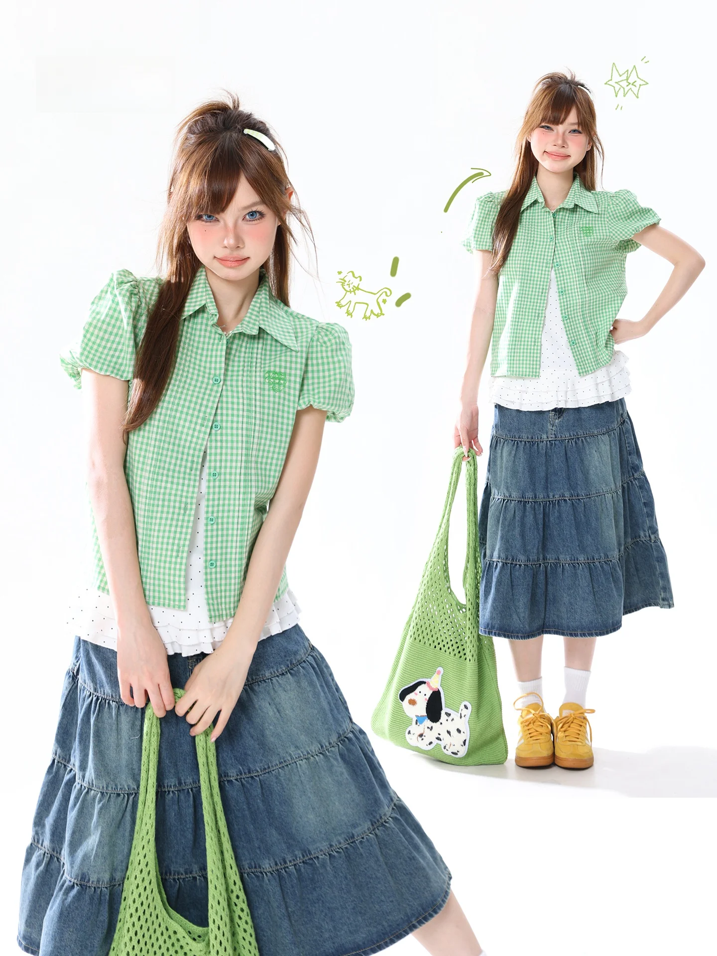 Summer Short Sleeve Shirt Women's Bubble Sleeve Accordion Pleat Design Embroidered Plaid Cotton Casual Loose Fit Top
Summer Short Sleeve Shirt Women's Bubble Sleeve Accordion Pleat Design Embroidered Plaid Cotton Casual Loose Fit Top