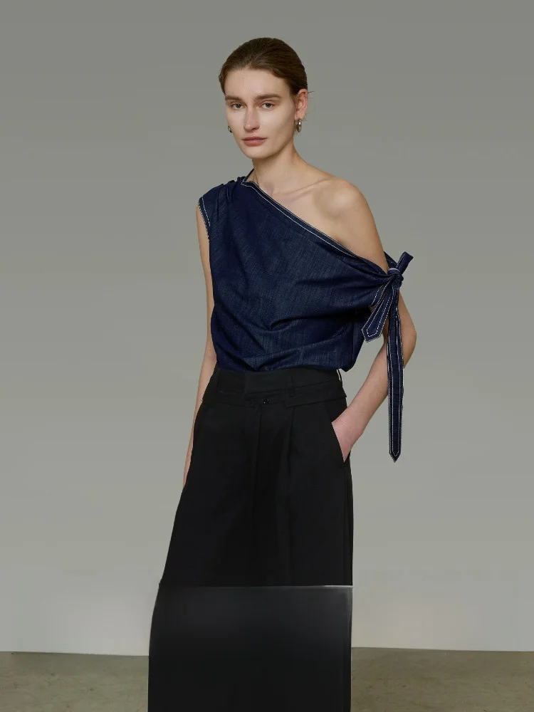 Elegant Off-Shoulder Denim Blue T-Shirt Women's Design Sensation Belted Slim Fit Commute Style Short Sleeve Regular Length
Elegant Off-Shoulder Denim Blue T-Shirt Women's Design Sensation Belted Slim Fit Commute Style Short Sleeve Regular Length