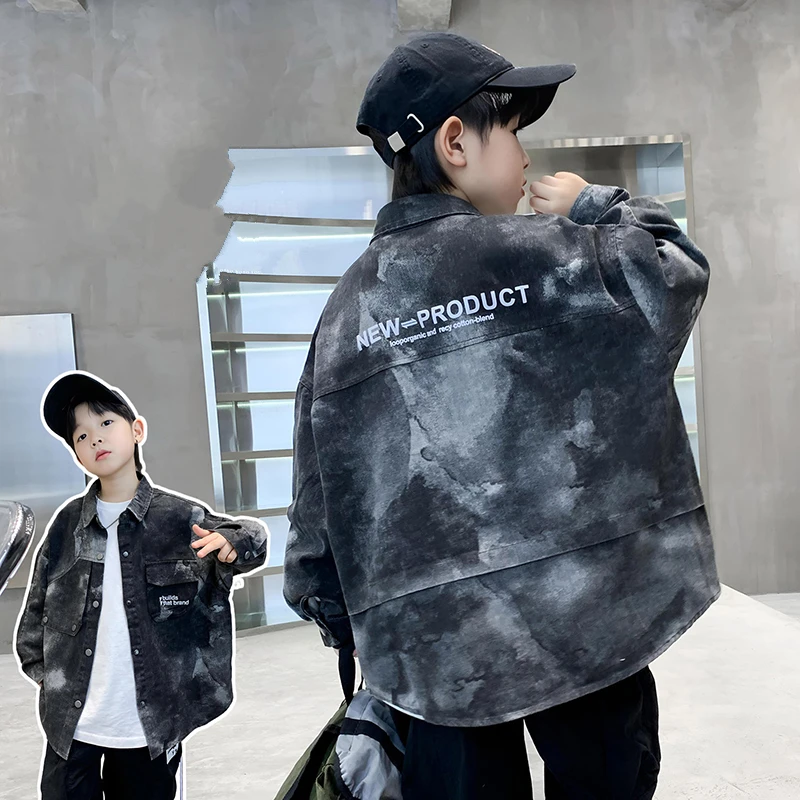 New Kids Designer Tie Dye Print Black Denim Jacket Coat for Teenage Boy Loose Casual Autumn Clothes Outfit Children Fashion Wear
New Kids Designer Tie Dye Print Black Denim Jacket Coat for Teenage Boy Loose Casual Autumn Clothes Outfit Children Fashion Wear