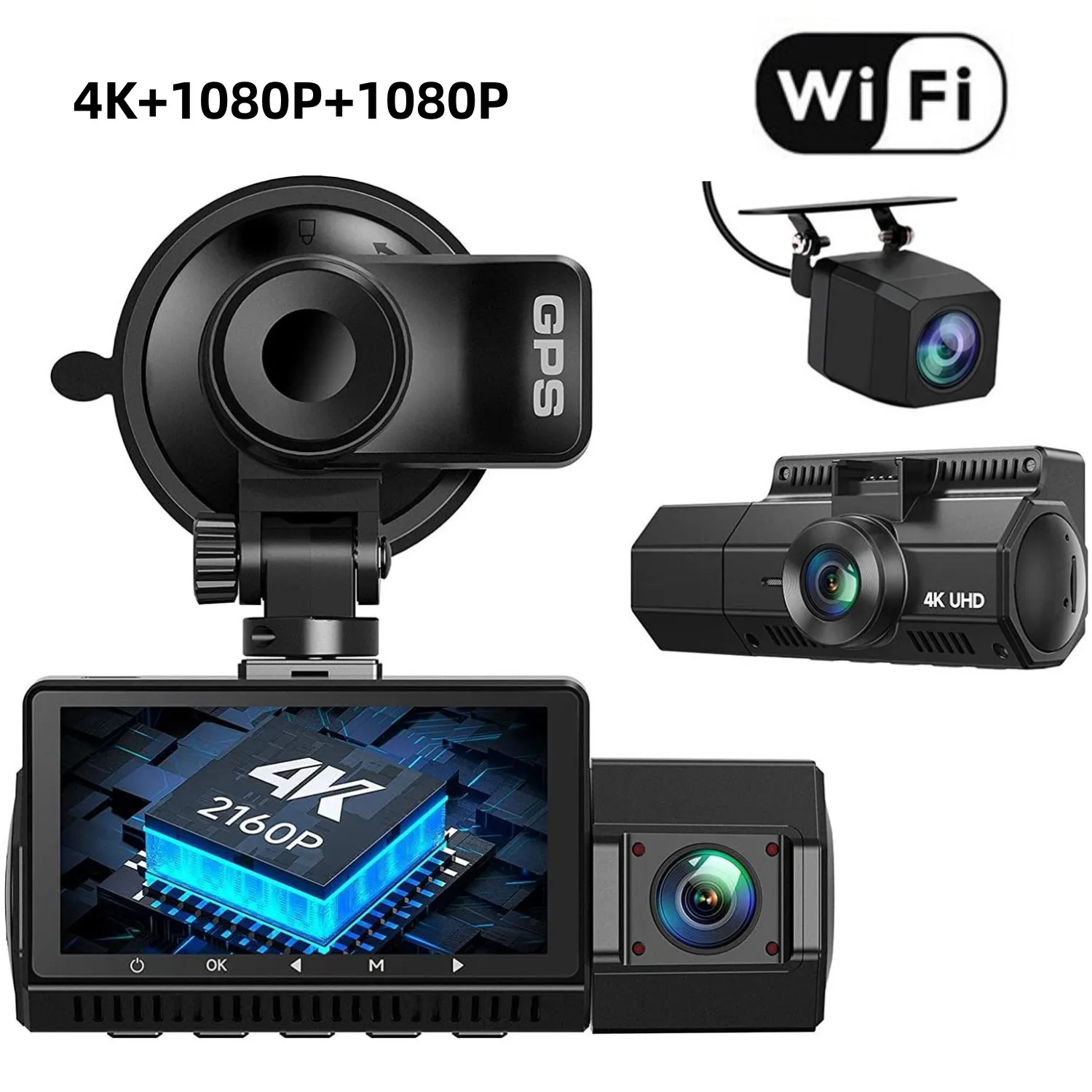 3 Channel Triple Dash Cam 4K Car With GPS and WiFi, Night Vision Driving Video Recorder DVR
3 Channel Triple Dash Cam 4K Car With GPS and WiFi, Night Vision Driving Video Recorder DVR