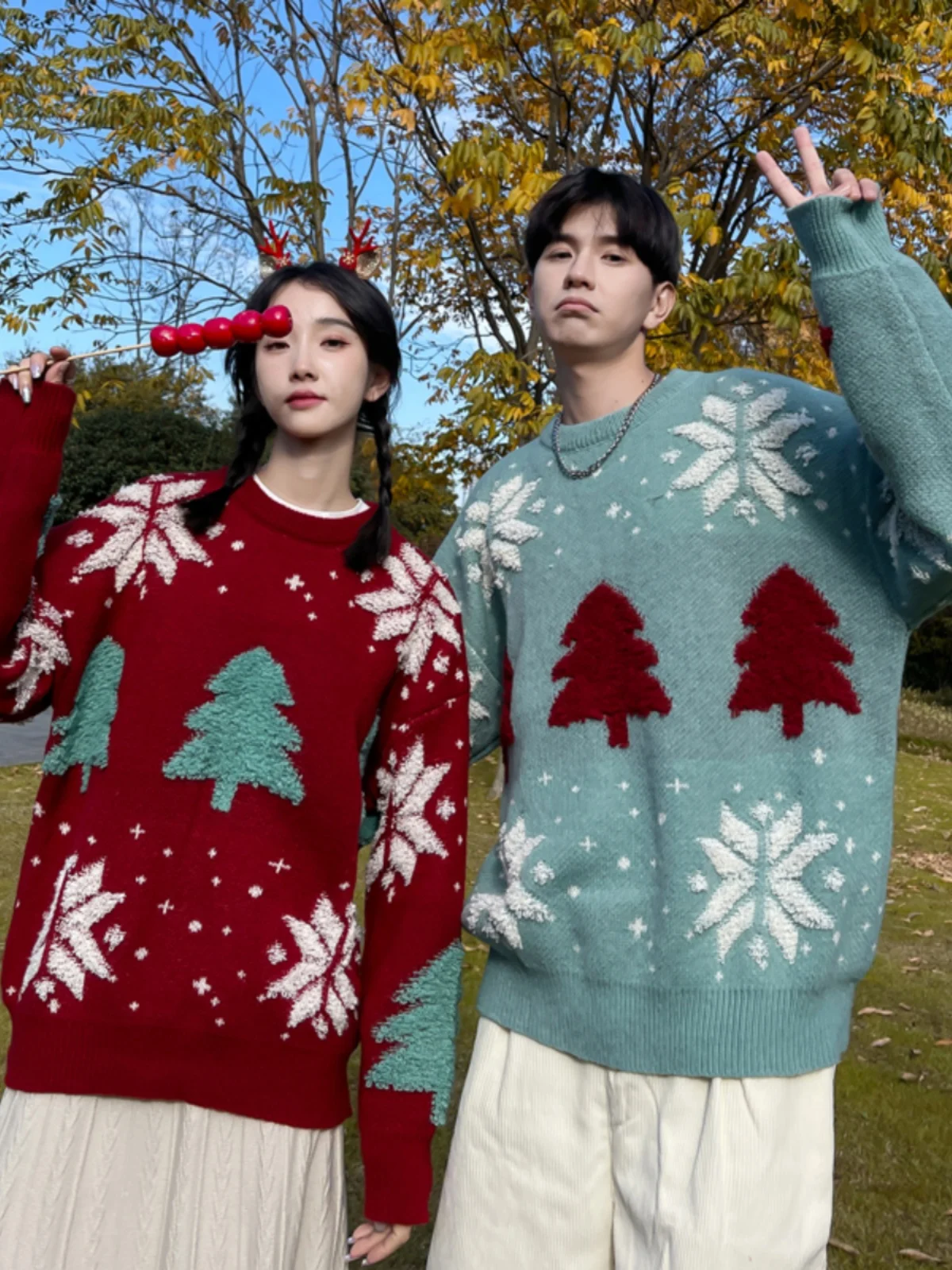 Christmas Couple Matching Loose Knitted Sweaters Autumn Winter Red New Year Lazy Style Women's Fashion Commute round Neck Lon...
Christmas Couple Matching Loose Knitted Sweaters Autumn Winter Red New Year Lazy Style Women's Fashion Commute round Neck Lon...
