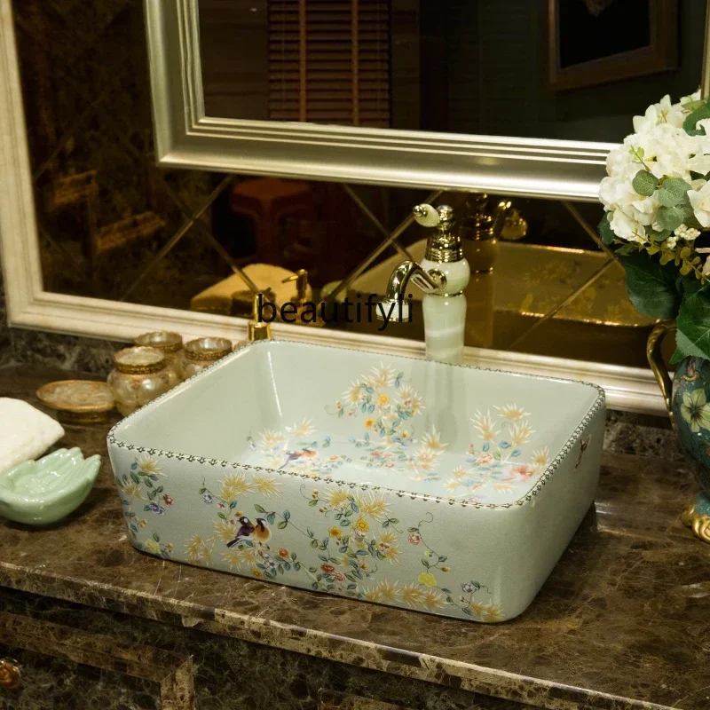 X188 Square Table Ceramic Face Washing Art Washstand Single Basin Bathroom Face Washing Table Wash Basin Household
X188 Square Table Ceramic Face Washing Art Washstand Single Basin Bathroom Face Washing Table Wash Basin Household