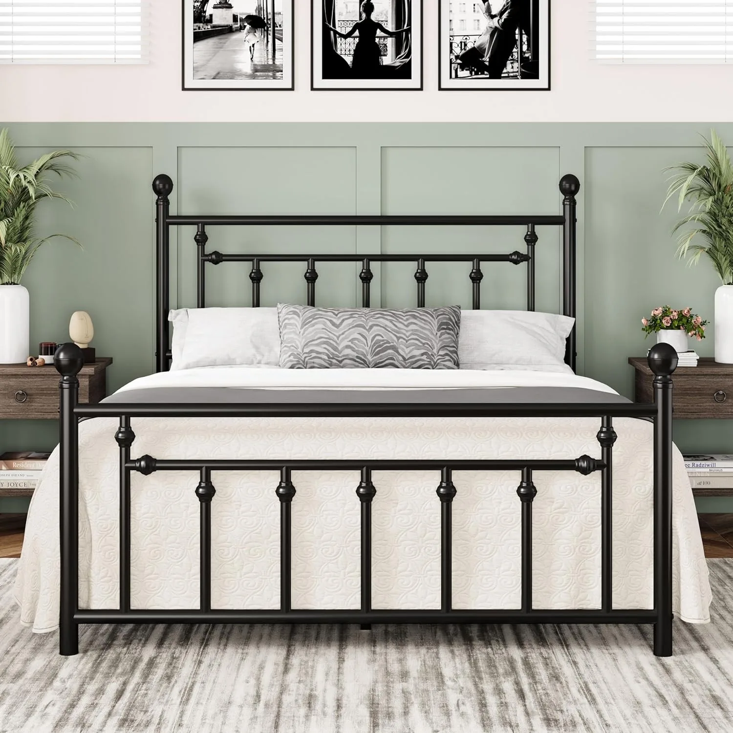 14 Inch Queen Size Metal Platform Bed Frame Victorian Vintage Headboard and FootboardMattrs FoundationUnder Bed
14 Inch Queen Size Metal Platform Bed Frame Victorian Vintage Headboard and FootboardMattrs FoundationUnder Bed