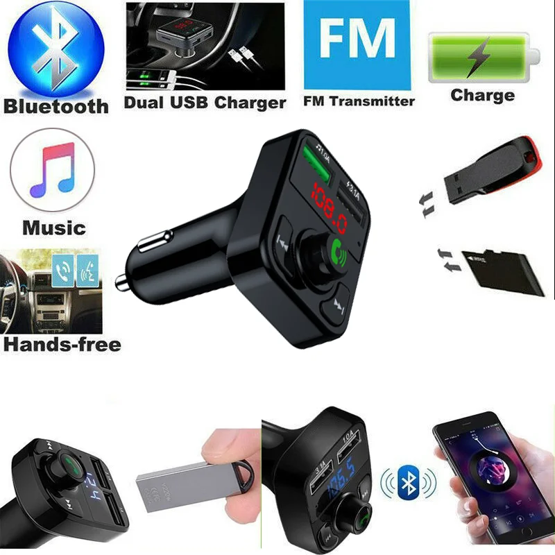 Car Hands-Free Bluetooth-compaitable 5.0 FM Transmitter 2 Fast MP3 Player Audio Receiver Car Charger Kit 2.1A Dual USB
Car Hands-Free Bluetooth-compaitable 5.0 FM Transmitter 2 Fast MP3 Player Audio Receiver Car Charger Kit 2.1A Dual USB