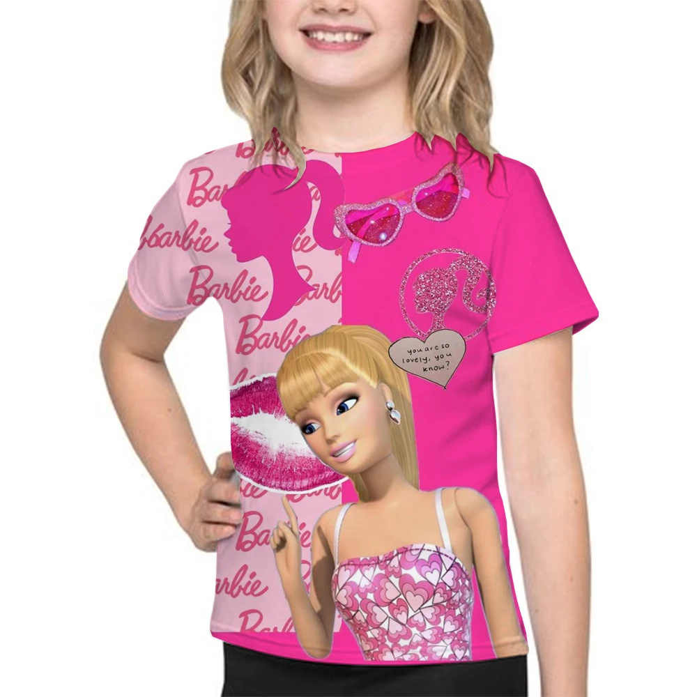 Children's Summer T-Shirt New Children's Short-Sleeved T-Shirt Girls Round Neck Tops Baby Barbie cartoon print T-Shirt Bottoming
Children's Summer T-Shirt New Children's Short-Sleeved T-Shirt Girls Round Neck Tops Baby Barbie cartoon print T-Shirt Bottoming