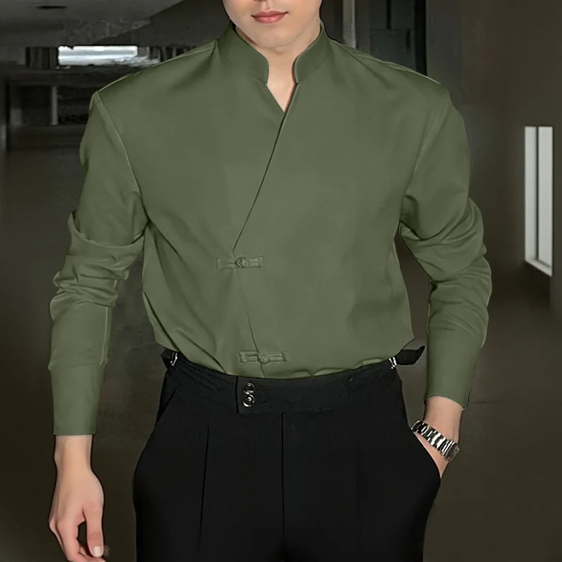 Мужская рубашка INCERUN, однотонная, винтажная, с воротником-стойкой, с длинным рукавом, в китайском стиле, весна 2026, свободная, повседневная
Мужская рубашка INCERUN, однотонная, винтажная, с воротником-стойкой, с длинным рукавом, в китайском стиле, весна 2026, свободная, повседневная