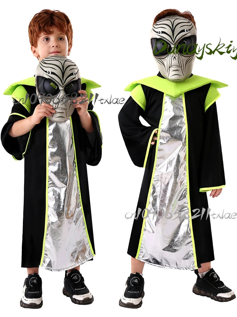 Halloween Alien Costume Glow in The Dark Cosplay Outfit with UFO Hat Toddler Party Dress for Stage Performance
Halloween Alien Costume Glow in The Dark Cosplay Outfit with UFO Hat Toddler Party Dress for Stage Performance
