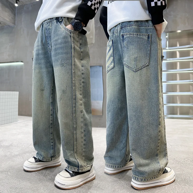 Fashion Straight Cut Denim Pants Teenager Child Slim Fit Jeans Trousers Streetwear New Stylish Big Boy High Waist Jeans Kids
Fashion Straight Cut Denim Pants Teenager Child Slim Fit Jeans Trousers Streetwear New Stylish Big Boy High Waist Jeans Kids