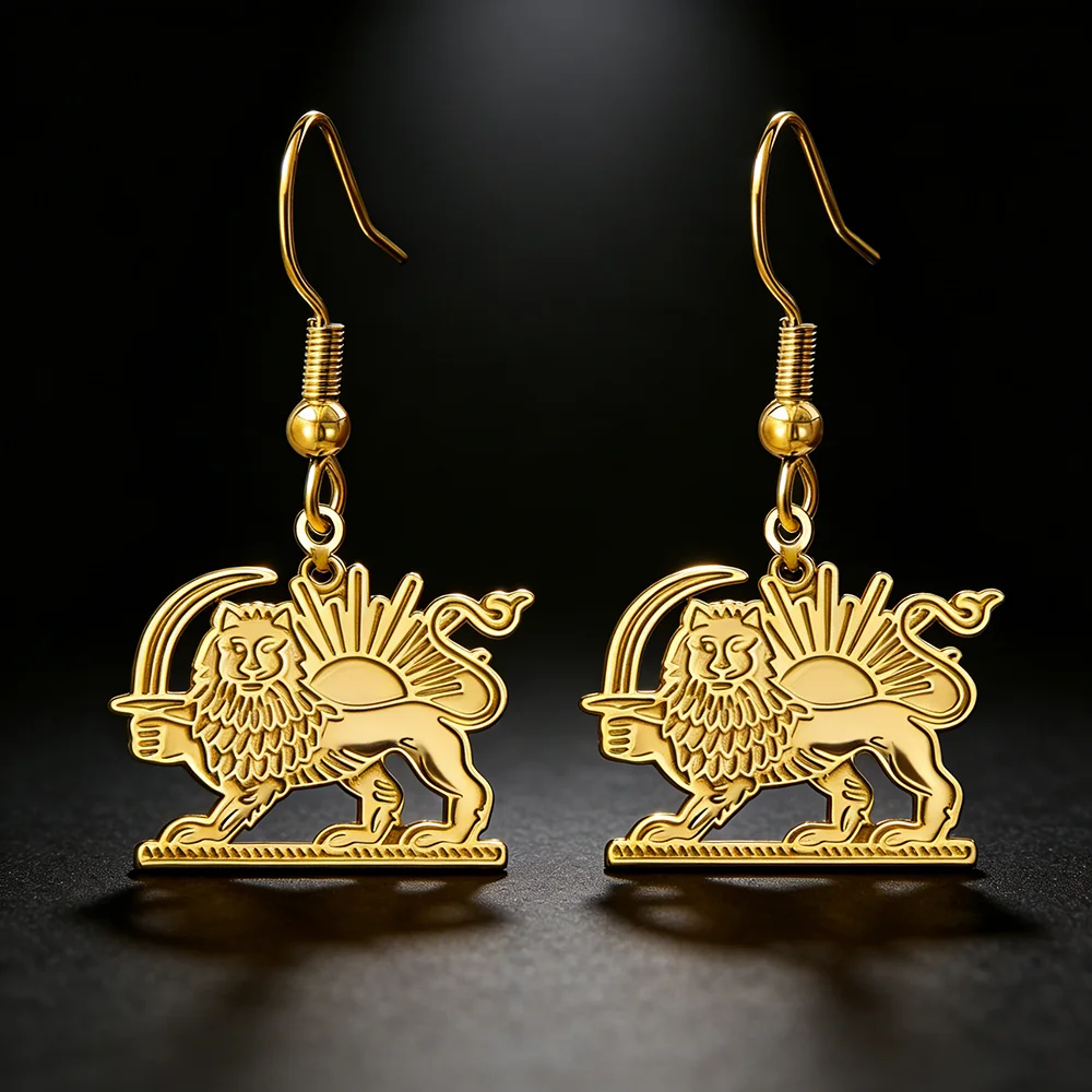 Cazador Persian Lion and Sun Drop Earrings for Women Stainless Steel Gold Color Iran Flag Iranian Earrings Gifts Jewelry 2026
Cazador Persian Lion and Sun Drop Earrings for Women Stainless Steel Gold Color Iran Flag Iranian Earrings Gifts Jewelry 2026