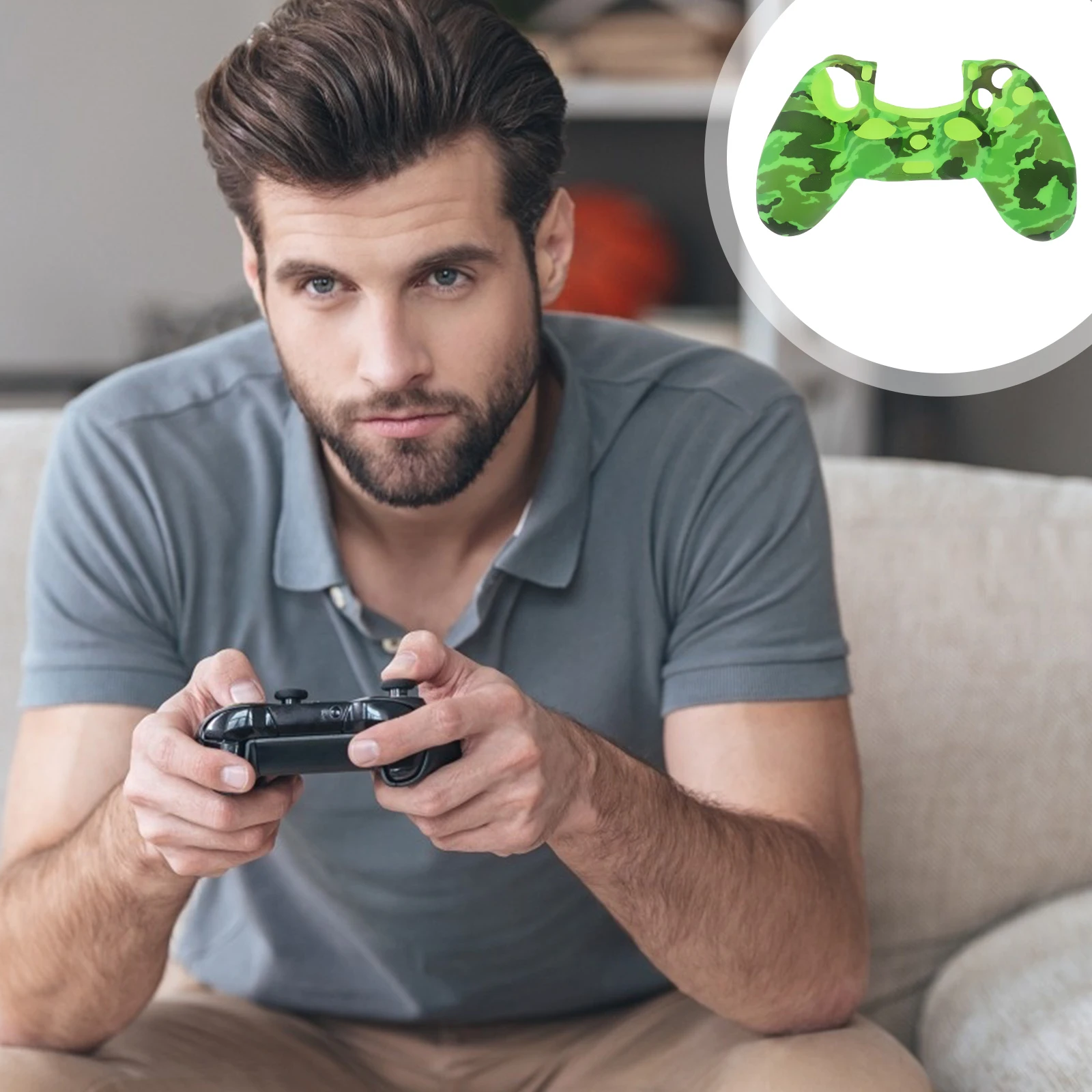 Camouflage Green Silicone Case Controller Accessories Scratch Proof Dust Resistant Gaming Strap 
Camouflage Green Silicone Case Controller Accessories Scratch Proof Dust Resistant Gaming Strap