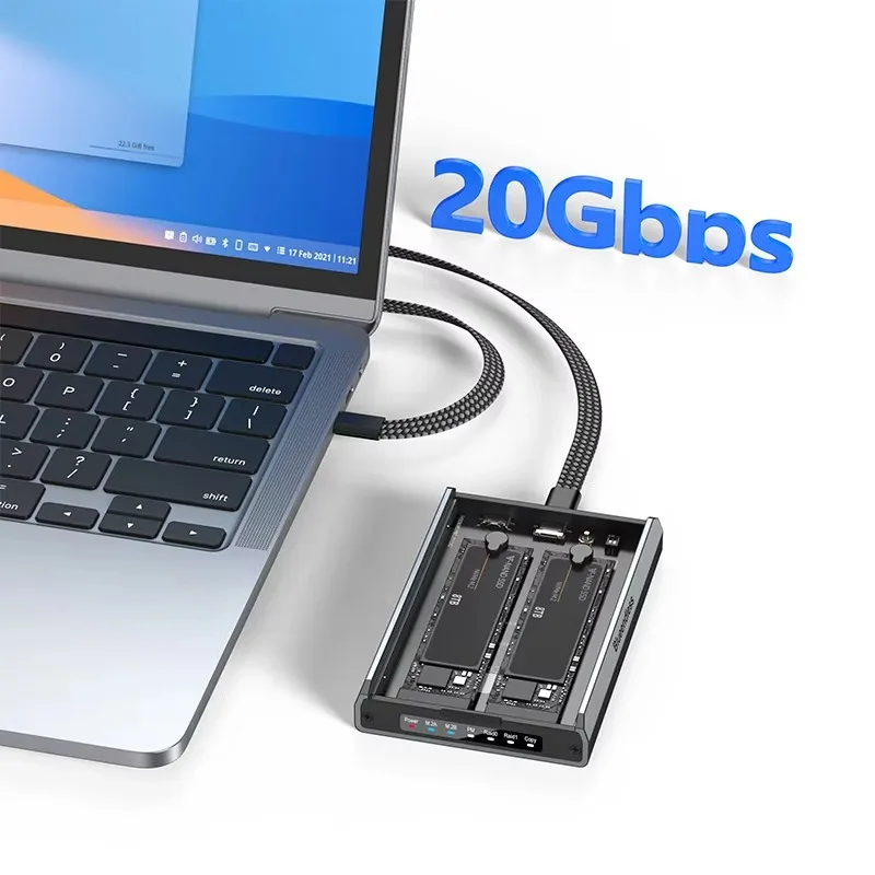 USB3.2 Type C to NGFF NVME SSD RAID Enclosure Metal Dual Bay M.2 SATA NVME SSD Enclosure RAID SSD Enclosure SATA NVME
USB3.2 Type C to NGFF NVME SSD RAID Enclosure Metal Dual Bay M.2 SATA NVME SSD Enclosure RAID SSD Enclosure SATA NVME