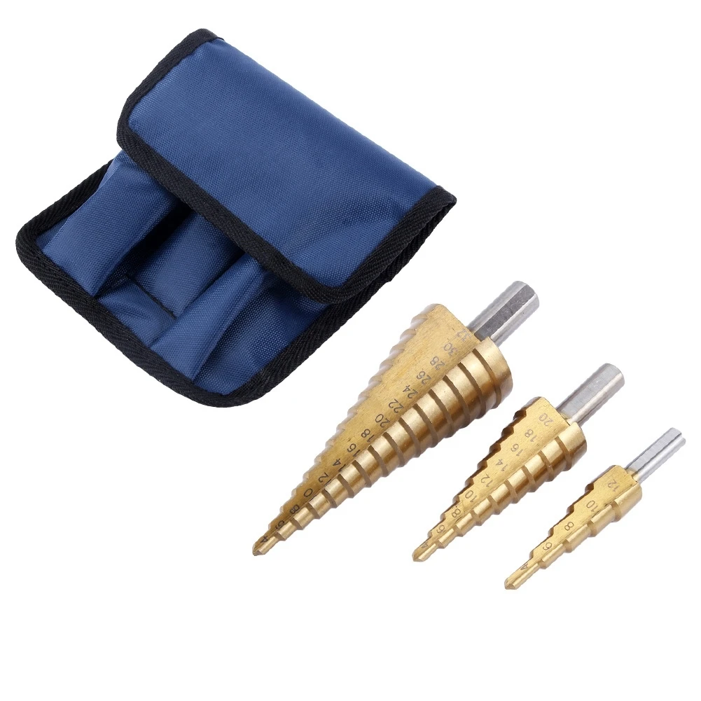 3Pcs Large HSS Steel Step Cone Drill Bit Set Hole Cutter Blue Storage Pouch
3Pcs Large HSS Steel Step Cone Drill Bit Set Hole Cutter Blue Storage Pouch