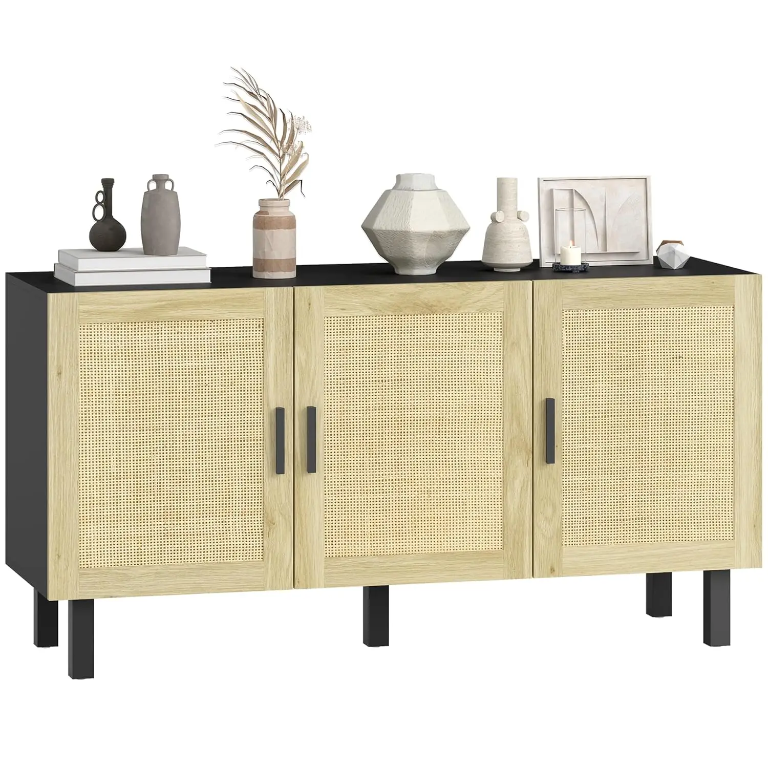 Sideboard Buffet Cabinet Coffee Bar 3 Doors Adjustable Shelves Kitchen Living Room Black Natural, Customized
Sideboard Buffet Cabinet Coffee Bar 3 Doors Adjustable Shelves Kitchen Living Room Black Natural, Customized