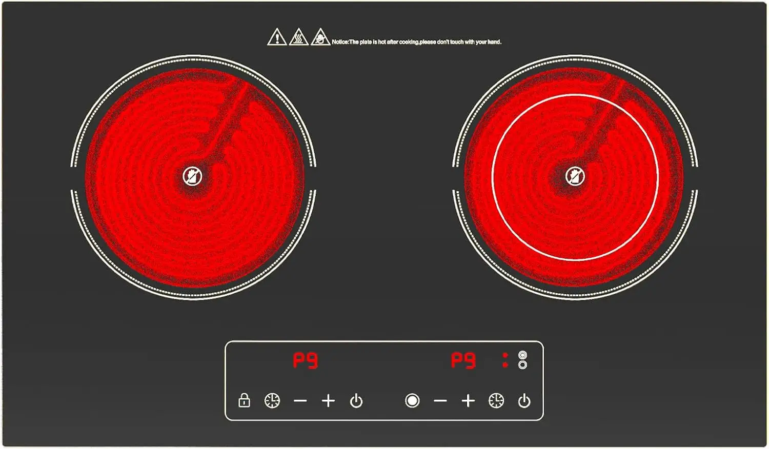 Electric Cooktop,110V 2400W 2 Burner Electric Cooktop,Countertop and Built-in Stove top with 9 Power Levels,Child Safety Lock
Electric Cooktop,110V 2400W 2 Burner Electric Cooktop,Countertop and Built-in Stove top with 9 Power Levels,Child Safety Lock