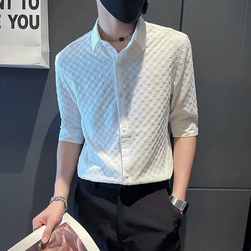 Men's White Shirt Summer Ice Silk Short Sleeve Men's Half Sleeve Shirt Men's Mid Sleeve Shirt
Men's White Shirt Summer Ice Silk Short Sleeve Men's Half Sleeve Shirt Men's Mid Sleeve Shirt
