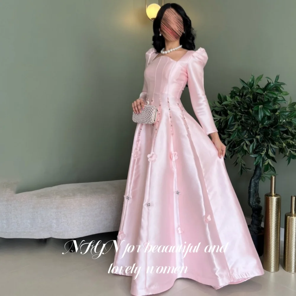 NFYN Pink Elegant Prom Dress Appliques Pearl Long Sleeves Party Dress Satin A-Line Evening Dress for Woman حزب فساتين Customized
NFYN Pink Elegant Prom Dress Appliques Pearl Long Sleeves Party Dress Satin A-Line Evening Dress for Woman حزب فساتين Customized