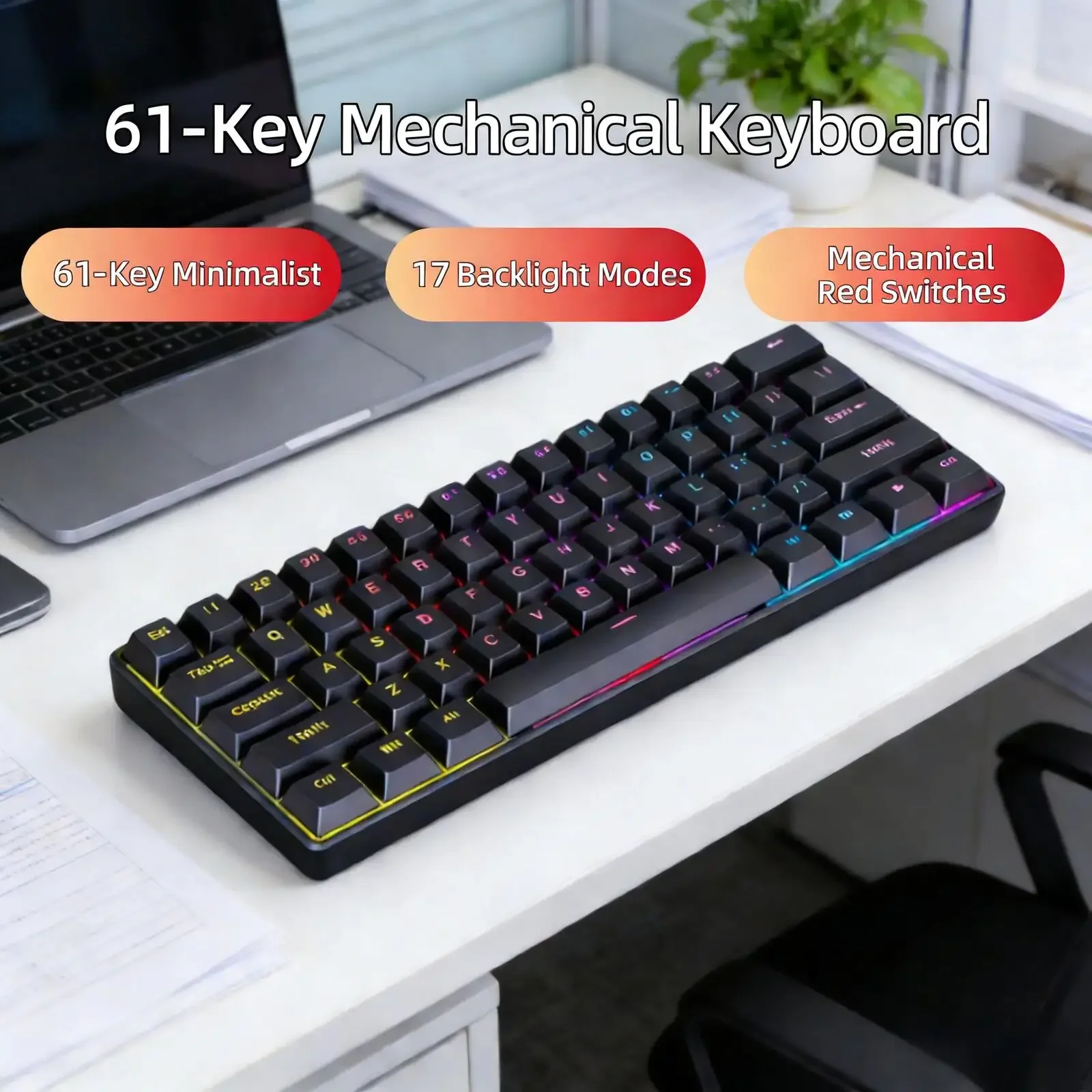 RGB Backlight 61/68 Keys Mechanical Keyboard Type-C Detachable Red Switch Lightweight Portable for PC Laptop Gaming Gamer Gift
RGB Backlight 61/68 Keys Mechanical Keyboard Type-C Detachable Red Switch Lightweight Portable for PC Laptop Gaming Gamer Gift