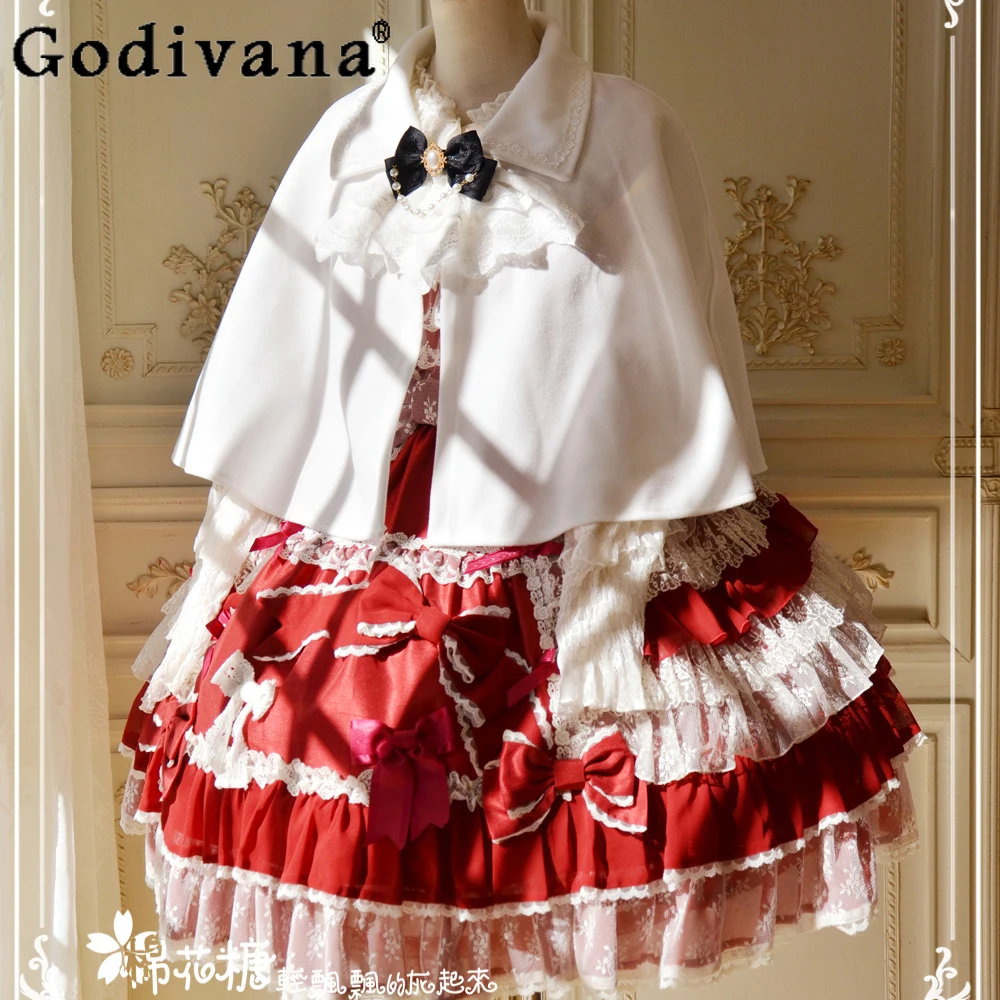 Оригинальный милый элегантный белый плащ в стиле Лолиты, осенне-зимний женский милый милый кружевной плащ с бантом, короткая куртка, пальто, женские винтажные накидки
Оригинальный милый элегантный белый плащ в стиле Лолиты, осенне-зимний женский милый милый кружевной плащ с бантом, короткая куртка, пальто, женские винтажные накидки