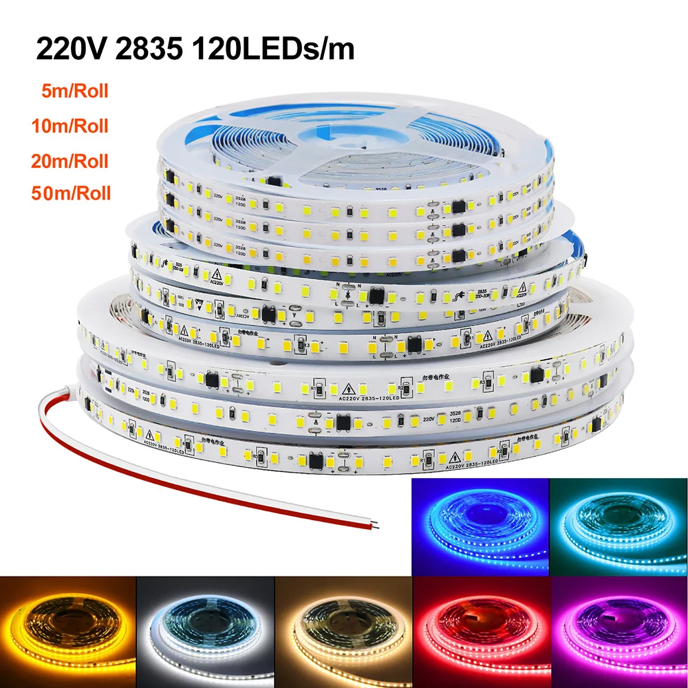 220V 5m 10m 20m 50m 2835 LED Strip Light No power Required IP55 120LEDs/m Flexible Tape Rope Lights 9 Color Ribbon Home Lighting
220V 5m 10m 20m 50m 2835 LED Strip Light No power Required IP55 120LEDs/m Flexible Tape Rope Lights 9 Color Ribbon Home Lighting