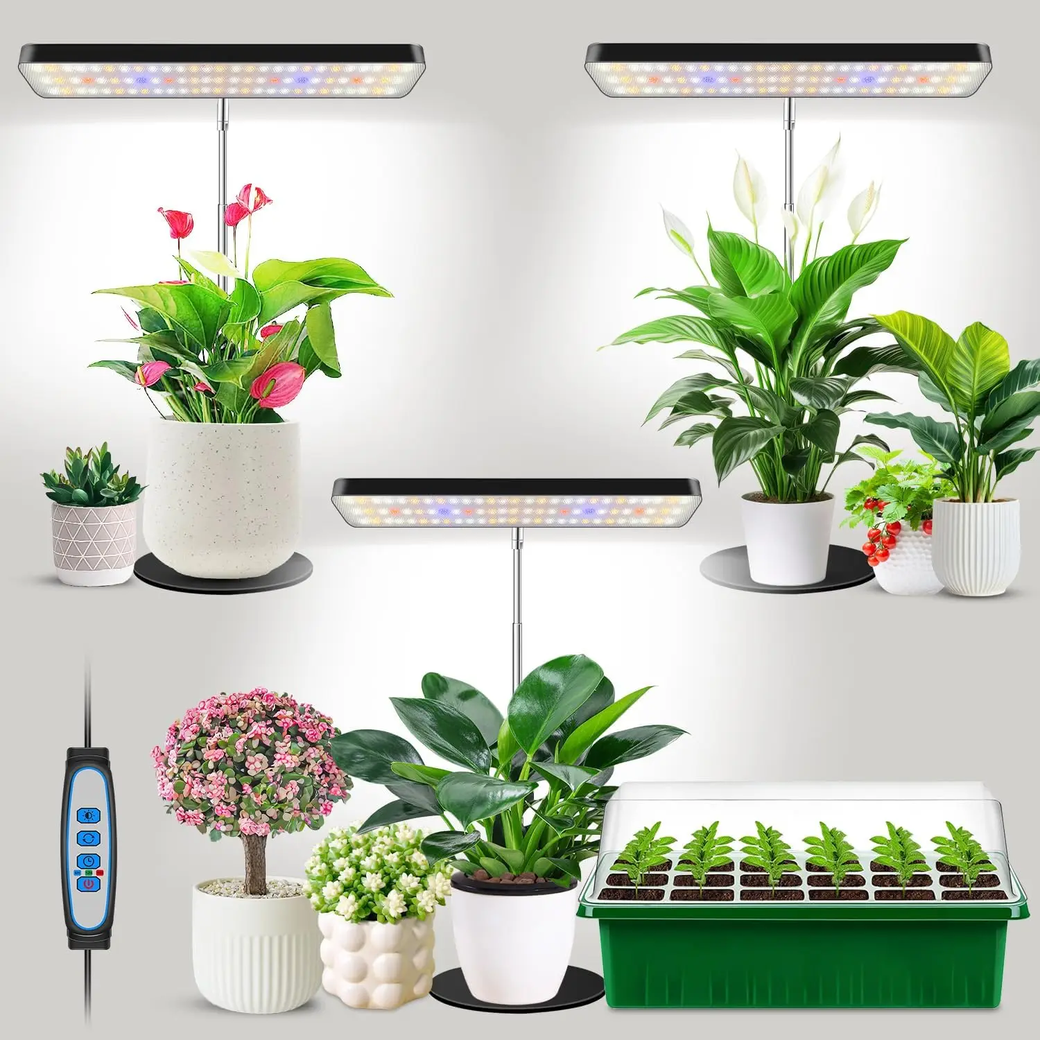 Adjustable LED Grow Light with Timer & Dimmer, Full Spectrum Plant Lamp for Indoor Gardening, 3-Pack
Adjustable LED Grow Light with Timer & Dimmer, Full Spectrum Plant Lamp for Indoor Gardening, 3-Pack