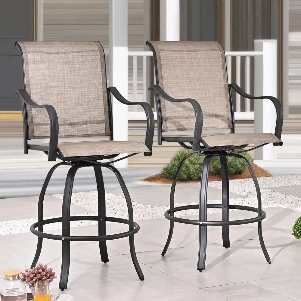 Patio Bar Stools Outdoor High Back Swivel Bar Height Stool Chairs Set of 2 with Breathable Textilene Back, 29.5" Seat Height
Patio Bar Stools Outdoor High Back Swivel Bar Height Stool Chairs Set of 2 with Breathable Textilene Back, 29.5" Seat Height