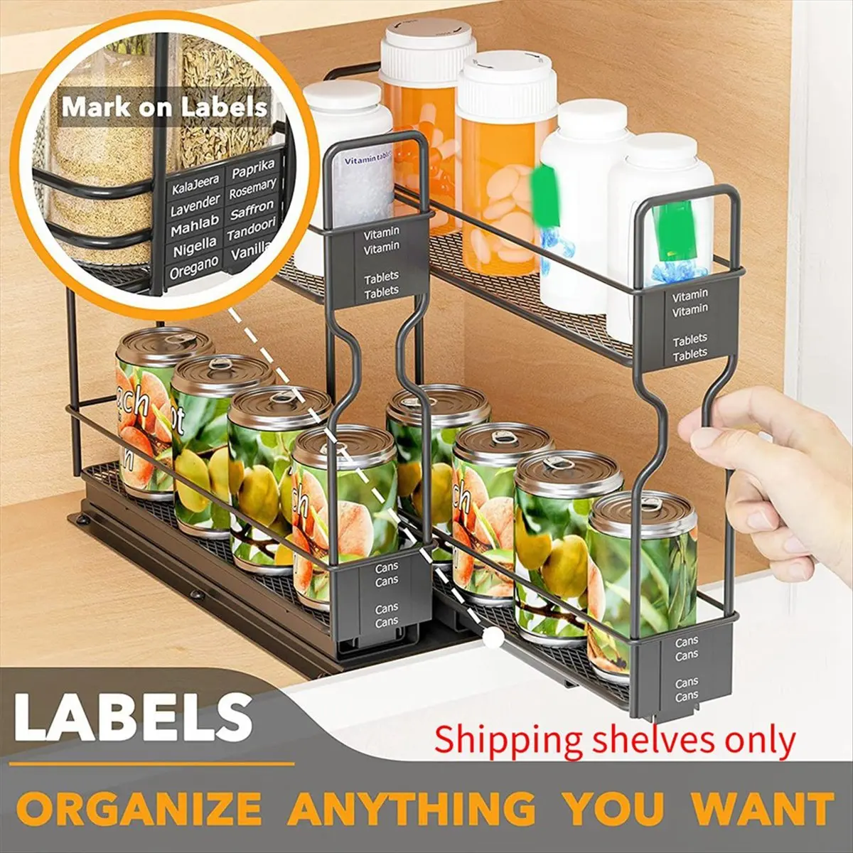 (AA91) Spice Rack Organizer, 2-Tier Pull Out Seasoning Rack for Kitchen Cabinet, Spice Drawer Organizer Shelf for Small Space
(AA91) Spice Rack Organizer, 2-Tier Pull Out Seasoning Rack for Kitchen Cabinet, Spice Drawer Organizer Shelf for Small Space