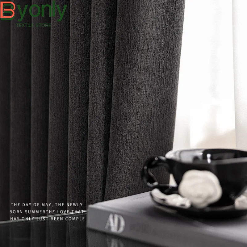 New Black Thickened Chenille Blackout Curtains for Living Room Bedroom French Window Partition Curtain Customized Villa Curtain
New Black Thickened Chenille Blackout Curtains for Living Room Bedroom French Window Partition Curtain Customized Villa Curtain