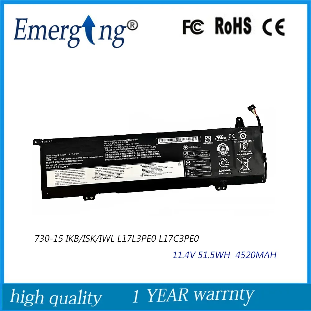 11.4V 51.5Wh Laptop Battery L17C3PE0 L17L3PE0 For Lenovo Yoga 730-15IKB 730-15IWL 730-15IKB(81CU) 730-15IWL-81JS S
11.4V 51.5Wh Laptop Battery L17C3PE0 L17L3PE0 For Lenovo Yoga 730-15IKB 730-15IWL 730-15IKB(81CU) 730-15IWL-81JS S