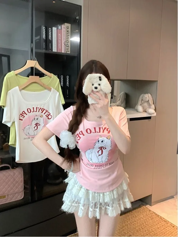 plus Size Women's Sweet Spicy Short Sleeve T-Shirt U-Neck Slimming Design Summer New Style Korean Commute Style Printed Top
plus Size Women's Sweet Spicy Short Sleeve T-Shirt U-Neck Slimming Design Summer New Style Korean Commute Style Printed Top