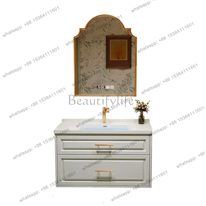 French bathroom cabinet ceramic integrated basin light luxury bathroom cabinet bathroom rock slab washbasin
French bathroom cabinet ceramic integrated basin light luxury bathroom cabinet bathroom rock slab washbasin