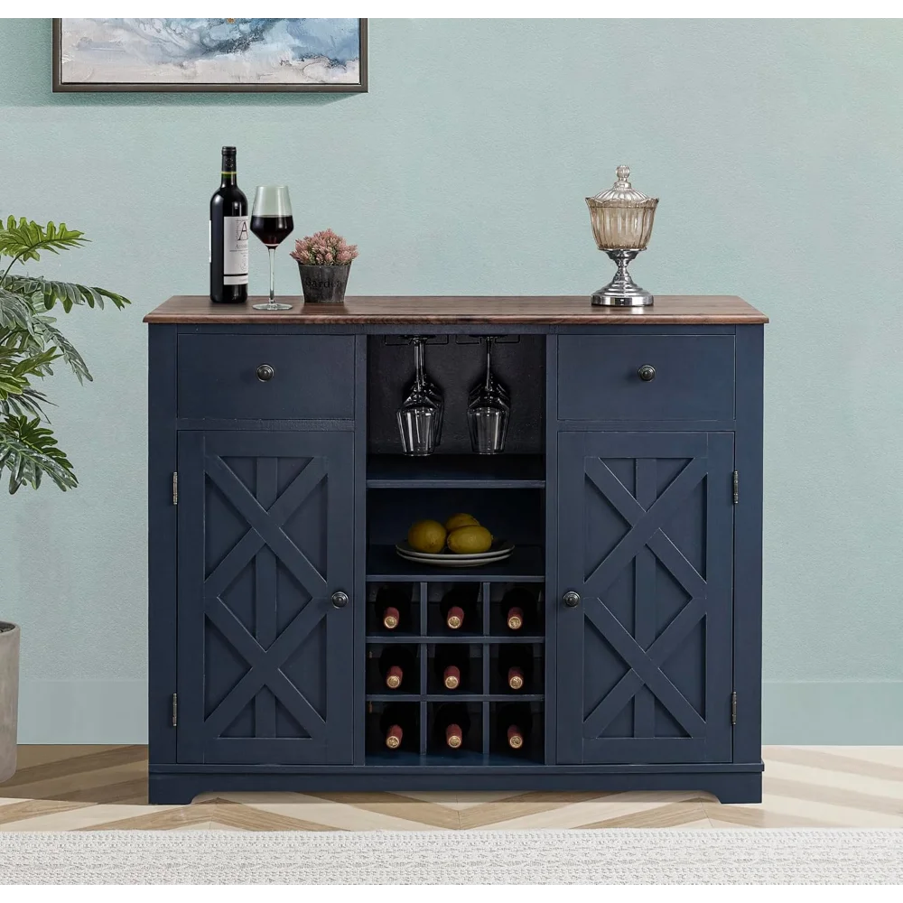 42 Inch Wine Cabinet with Two Doors & Drawers, Open Glass & Wine Rack, Smooth Countertop, Storage Shelves Kitchen
42 Inch Wine Cabinet with Two Doors & Drawers, Open Glass & Wine Rack, Smooth Countertop, Storage Shelves Kitchen