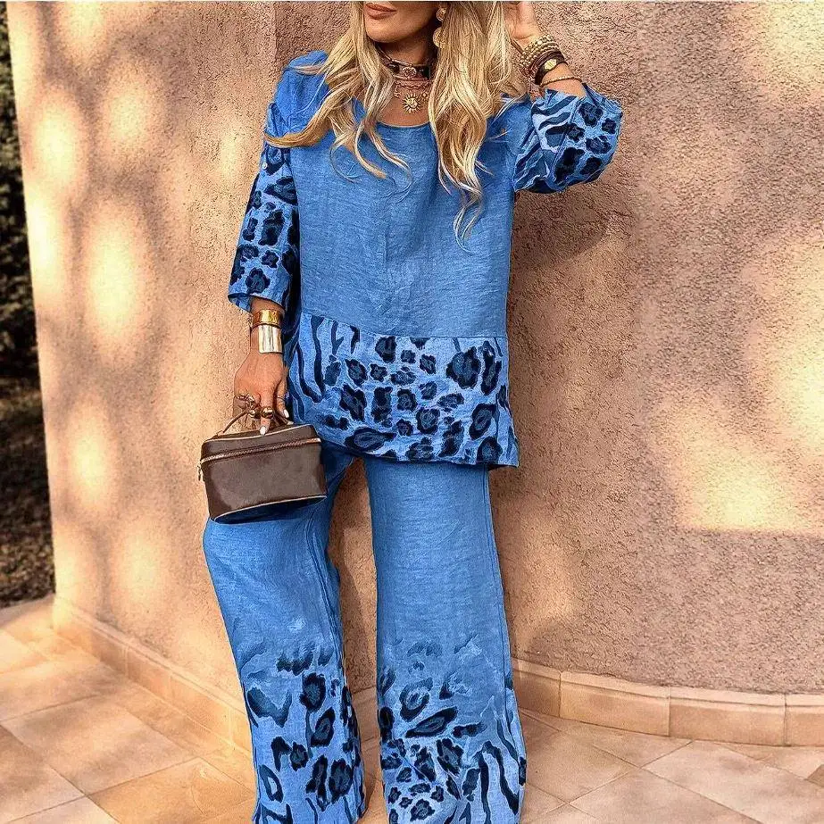 Casual Ladies Cotton Linen Leopard Print Two-Piece Set Long Sleeve Long Pants Winter Fashion Ensemble No Brand Registered Tra...
Casual Ladies Cotton Linen Leopard Print Two-Piece Set Long Sleeve Long Pants Winter Fashion Ensemble No Brand Registered Tra...