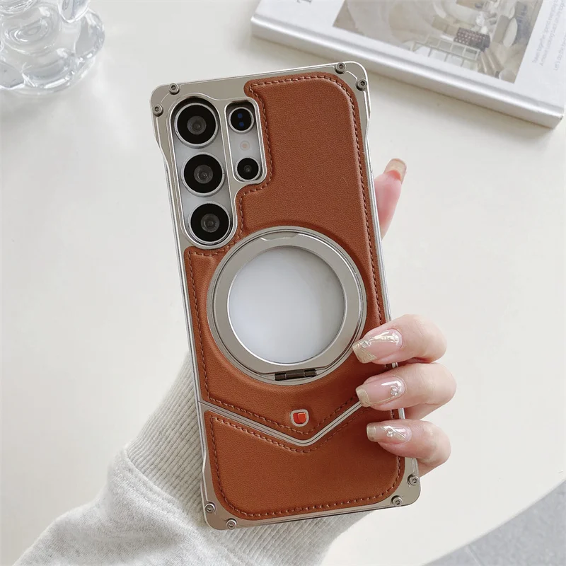 PU Leather Magnetic Metal Snap on Case For Samsung Galaxy S24 S25 Ultra Sagsafe With Stand Adjustable Frameless Shockproof Cover
PU Leather Magnetic Metal Snap on Case For Samsung Galaxy S24 S25 Ultra Sagsafe With Stand Adjustable Frameless Shockproof Cover