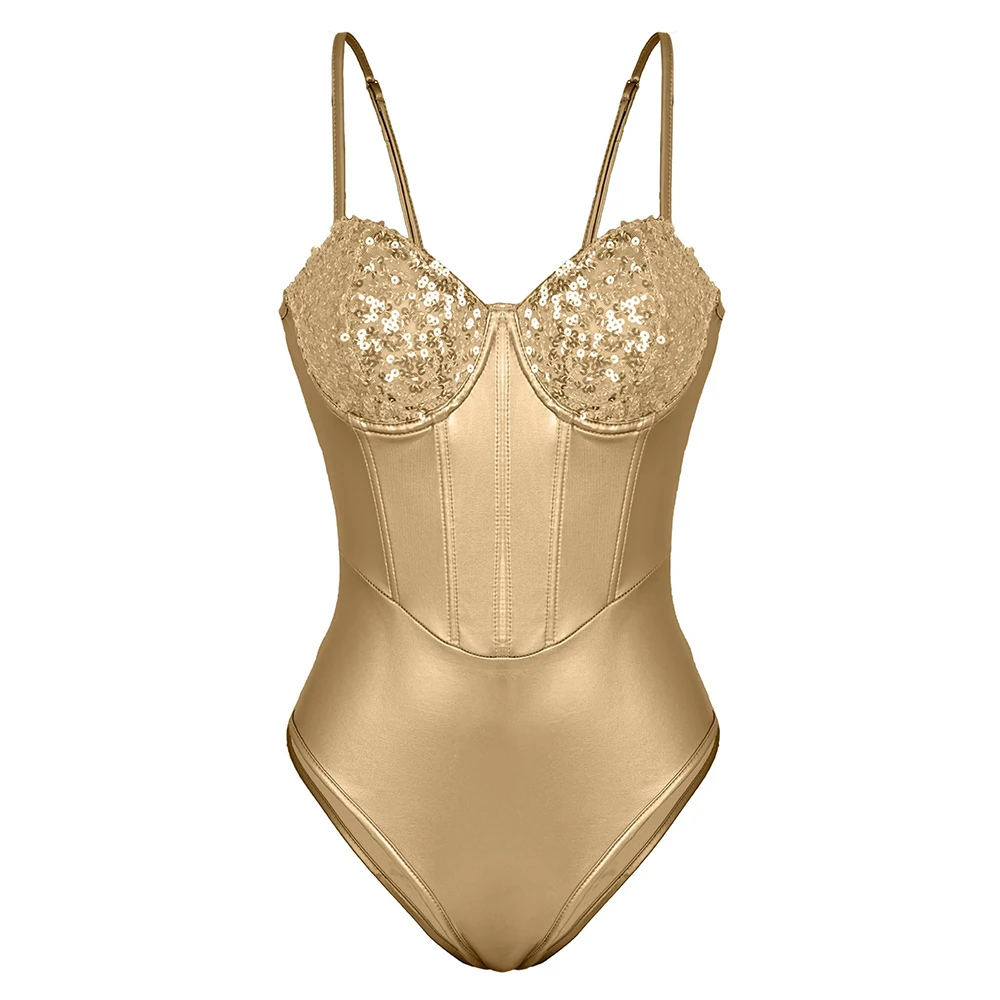 Women's Sexy One Piece Corset Bodysuits Satin Sequin Spaghetti Strap Sleeveless Bodysuit Tops Casual Streetwear Festival Outfit
Women's Sexy One Piece Corset Bodysuits Satin Sequin Spaghetti Strap Sleeveless Bodysuit Tops Casual Streetwear Festival Outfit