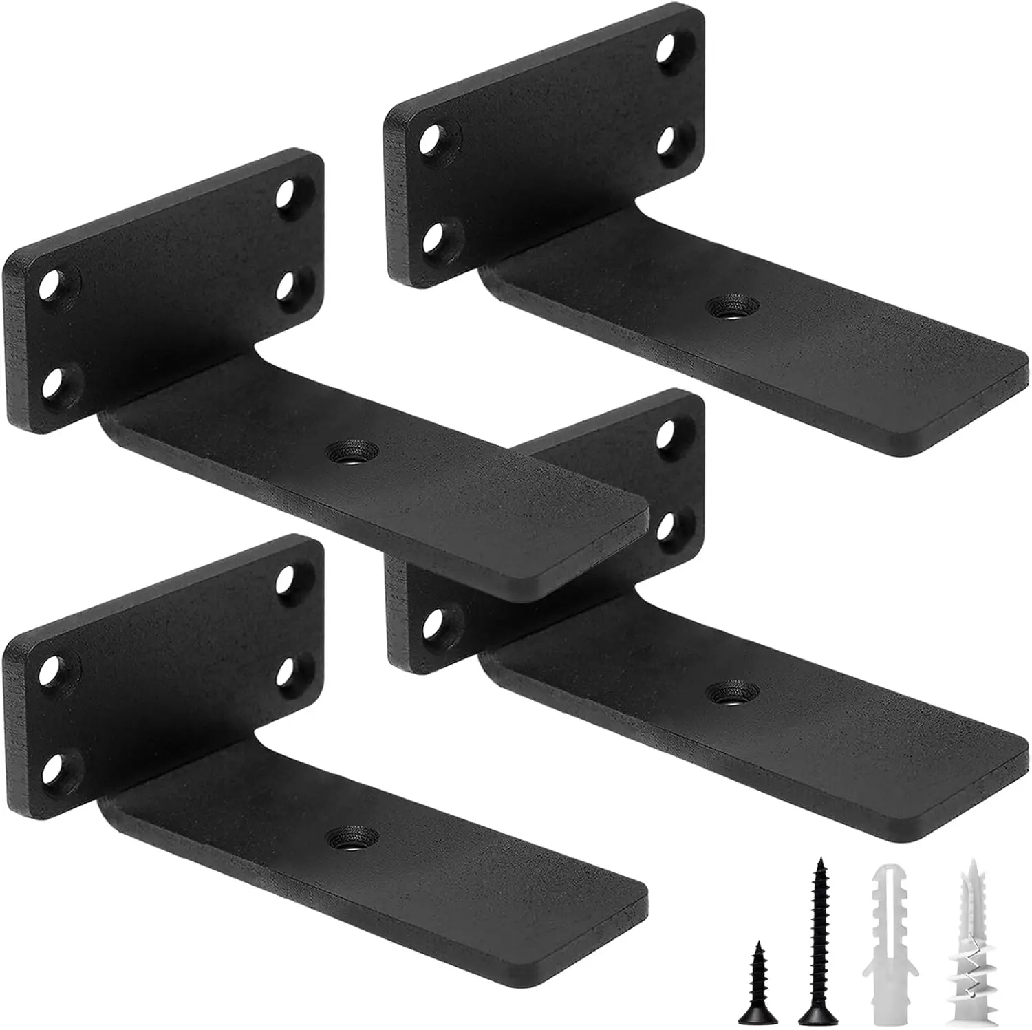 Heavy Duty Floating Shelf Brackets, 4-Inch Hidden Shelves Hardware, Industrial Black Metal Wall Supports, 4 Pack
Heavy Duty Floating Shelf Brackets, 4-Inch Hidden Shelves Hardware, Industrial Black Metal Wall Supports, 4 Pack