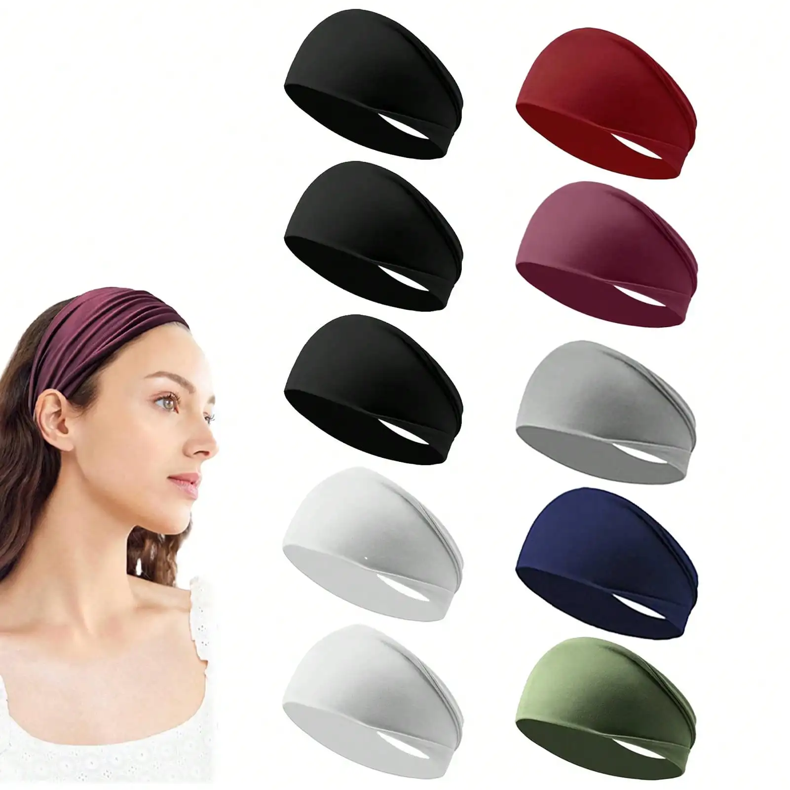 10Pcs Sports Yoga Headbands Solid Color Non Slip Elastic Wide Headband For Sports Tennis Gym Work Out
10Pcs Sports Yoga Headbands Solid Color Non Slip Elastic Wide Headband For Sports Tennis Gym Work Out