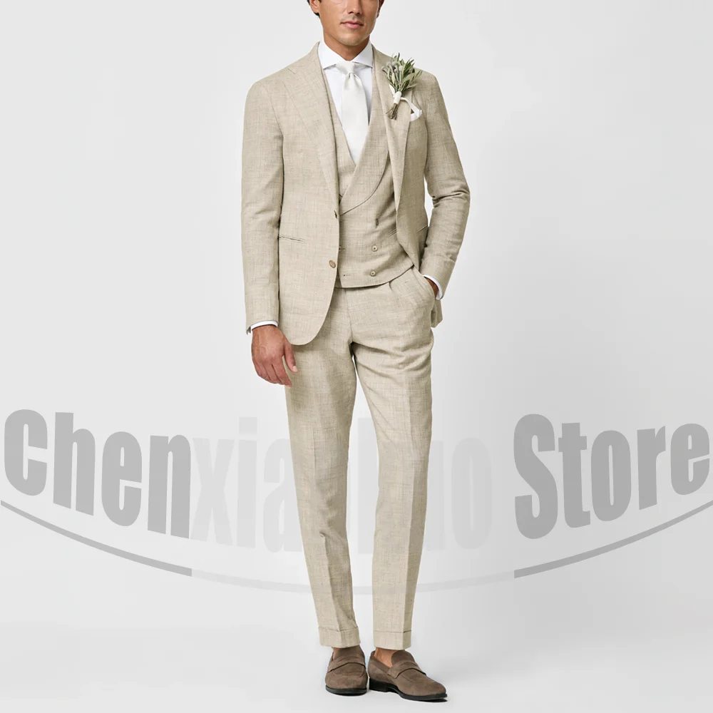 Men's Beige Linen Suit 3 Piece Chic Notch Lapel Single Breasted Clothing Slim for Wedding Party Tuxedos (Blazer+Vest+Pants)
Men's Beige Linen Suit 3 Piece Chic Notch Lapel Single Breasted Clothing Slim for Wedding Party Tuxedos (Blazer+Vest+Pants)
