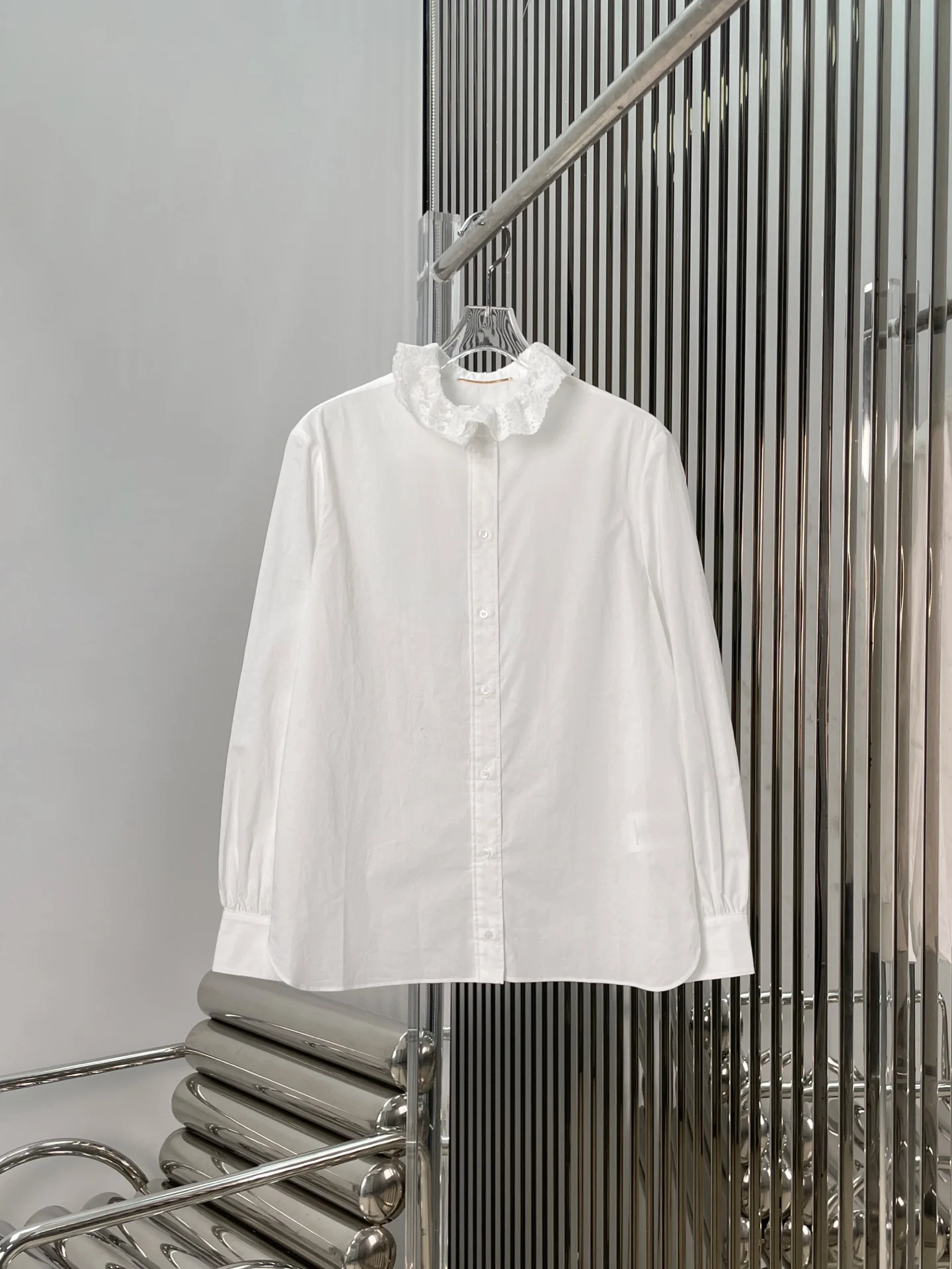 White Lace Trim Collar Long Sve Loose Women's irt Slimming Commute Basic Sle Cotton Petal Collar Busin Top
White Lace Trim Collar Long Sve Loose Women's irt Slimming Commute Basic Sle Cotton Petal Collar Busin Top