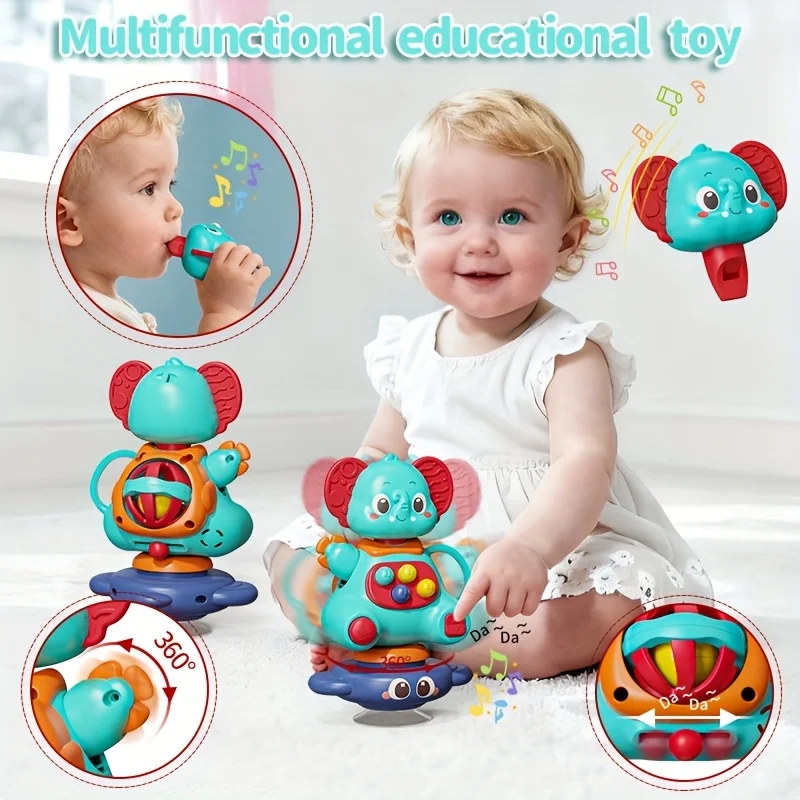 The blue elephant gyro toy has a powerful suction cup that can rotate 360 degrees. Promote parent-child interaction
The blue elephant gyro toy has a powerful suction cup that can rotate 360 degrees. Promote parent-child interaction
