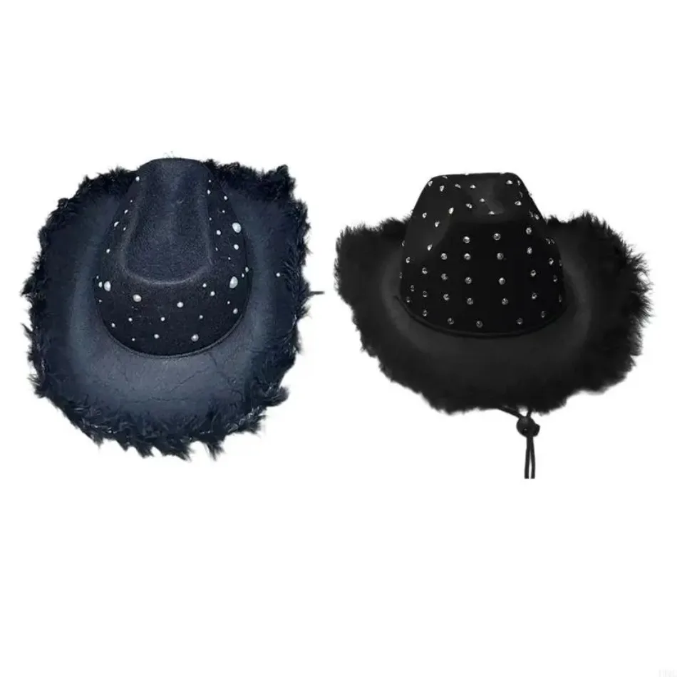Feathered Trim Hat with Rhinestones Studded Western Top Hat Bachelorette Party Costume Hat Masquerades Party Props hats
Feathered Trim Hat with Rhinestones Studded Western Top Hat Bachelorette Party Costume Hat Masquerades Party Props hats