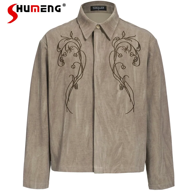 2026 Men's Spring New Fashion Flower Embroidered Shirts Loose Comfort Lapel Long-sleeve Tops Male Handsome Color Matching Shirts
2026 Men's Spring New Fashion Flower Embroidered Shirts Loose Comfort Lapel Long-sleeve Tops Male Handsome Color Matching Shirts