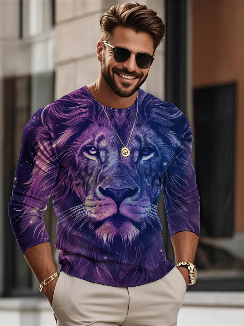 Funny 3D Lion Pattern Men's T Shirt Casual O-neck Long Sleeve T-shirt Hip Hop Trend Street Clothing Autumn Loose Comfortable Top
Funny 3D Lion Pattern Men's T Shirt Casual O-neck Long Sleeve T-shirt Hip Hop Trend Street Clothing Autumn Loose Comfortable Top