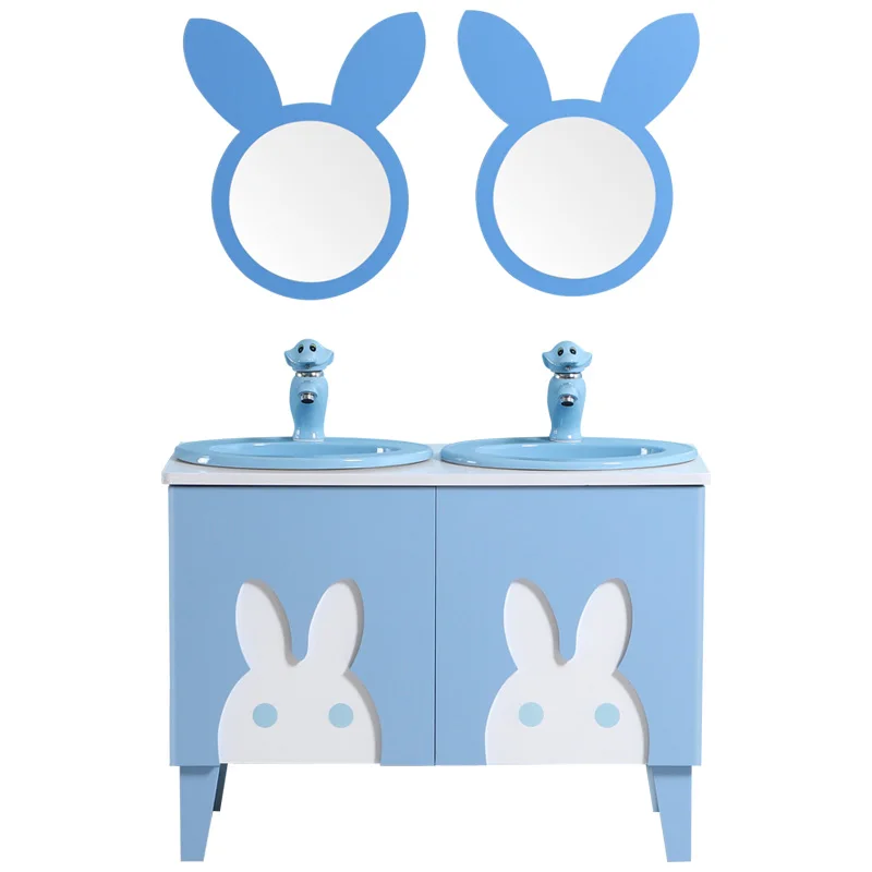 Children's bathroom cabinet combination color cartoon child and mother high and low wash basin basin cabinet
Children's bathroom cabinet combination color cartoon child and mother high and low wash basin basin cabinet