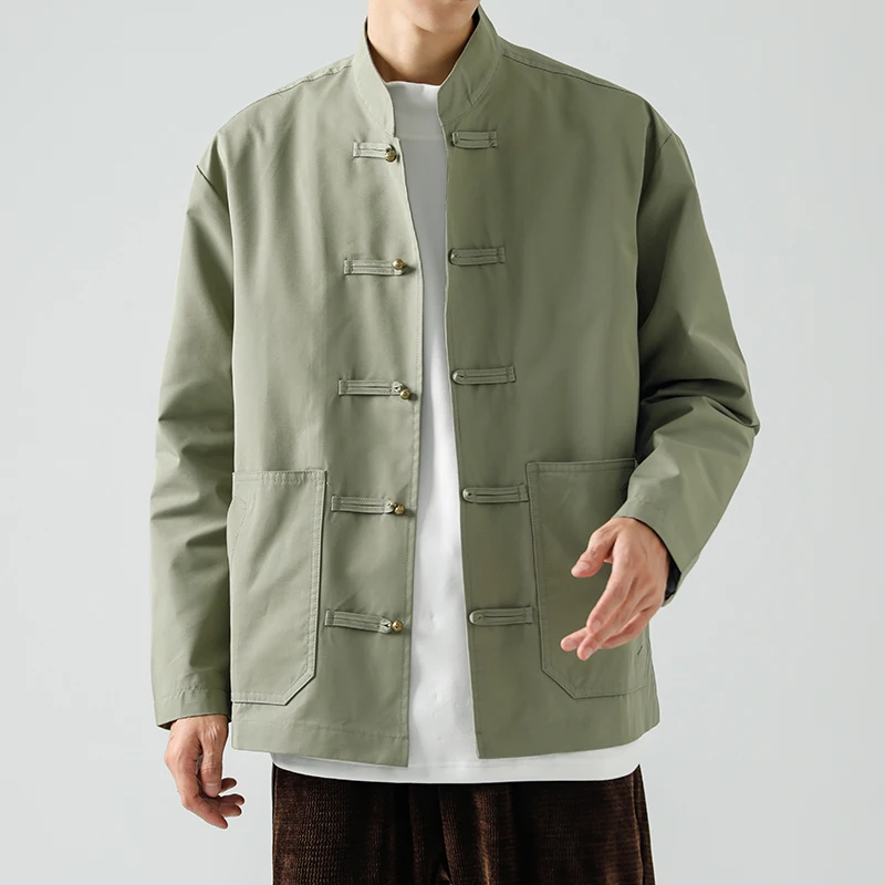 Loose Fit Men's Jaet Chinese Sle Tang Suit Button up Coat plus Size Youth Trendy Pure Color Stand Collar Long Sve
Loose Fit Men's Jaet Chinese Sle Tang Suit Button up Coat plus Size Youth Trendy Pure Color Stand Collar Long Sve